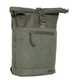 New Rebels New Rebels New York Ribbi Rolltop Rucksack 17-21 l Schulranzen & Arbeitstasche Rippstoff-Laptop-Rucksack 15,6 Zoll Salbeigrün