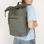 New Rebels New Rebels New York Ribbi Rolltop Rugzak 17-21L Schooltas & Werktas Ribstof Laptop Rugtas 15.6 inch Sage Green