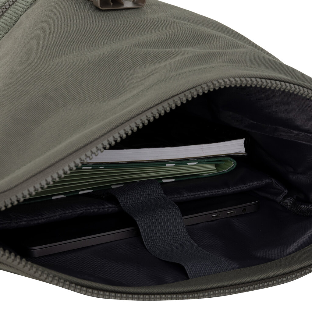 New Rebels New Rebels New York Ribbi Rolltop Backpack 17-21L School Bag & Work Bag Ribbed Fabric Laptop Backpack 15.6 inch Sage Green