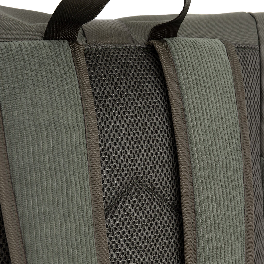 New Rebels New Rebels New York Ribbi Rolltop Backpack 17-21L School Bag & Work Bag Ribbed Fabric Laptop Backpack 15.6 inch Sage Green