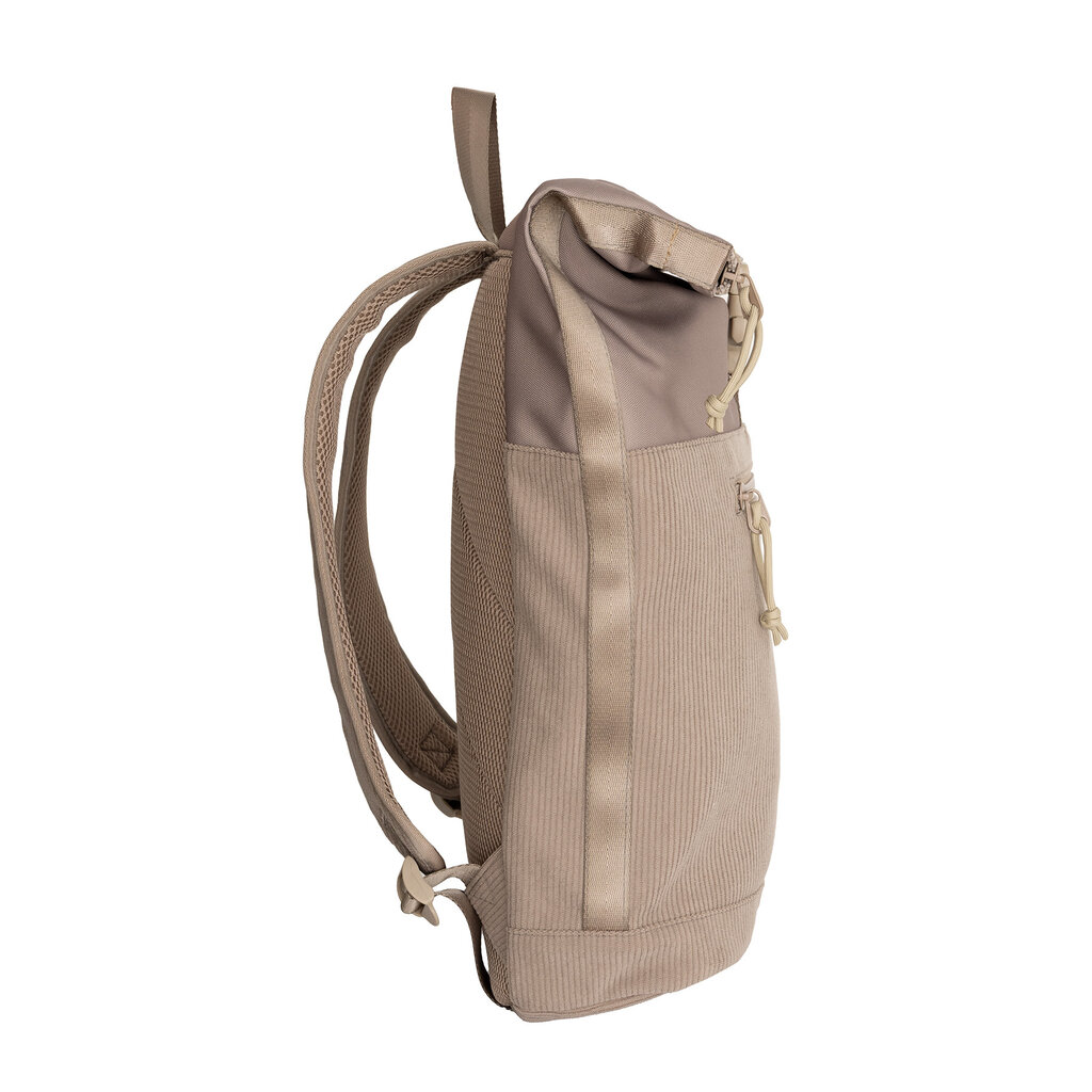New Rebels New Rebels New York Ribbi Rolltop Backpack 17-21L School Bag & Work Bag Ribbed Fabric Laptop Backpack 15.6 inch Taupe