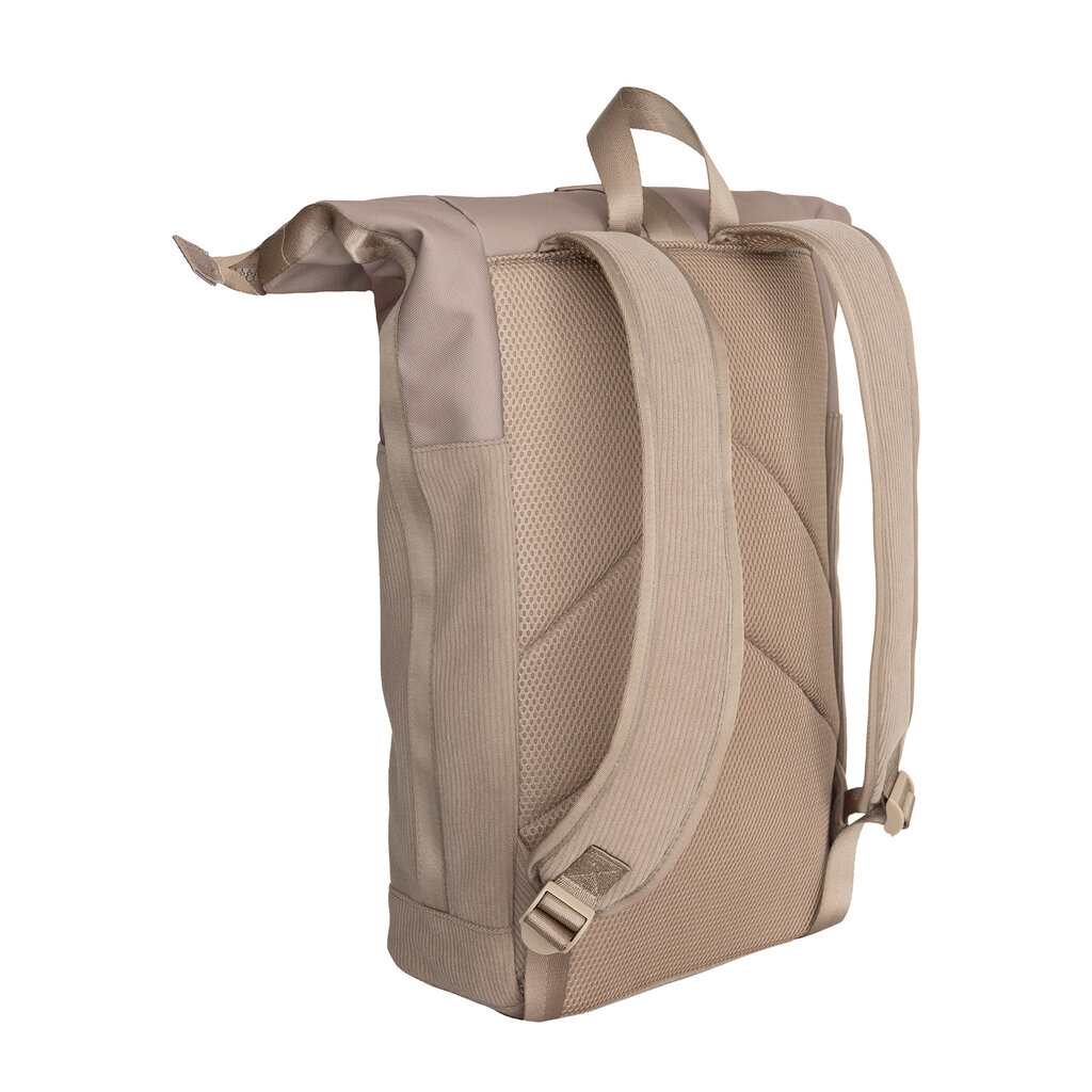 New Rebels New Rebels New York Ribbi Rolltop Backpack 17-21L School Bag & Work Bag Ribbed Fabric Laptop Backpack 15.6 inch Taupe