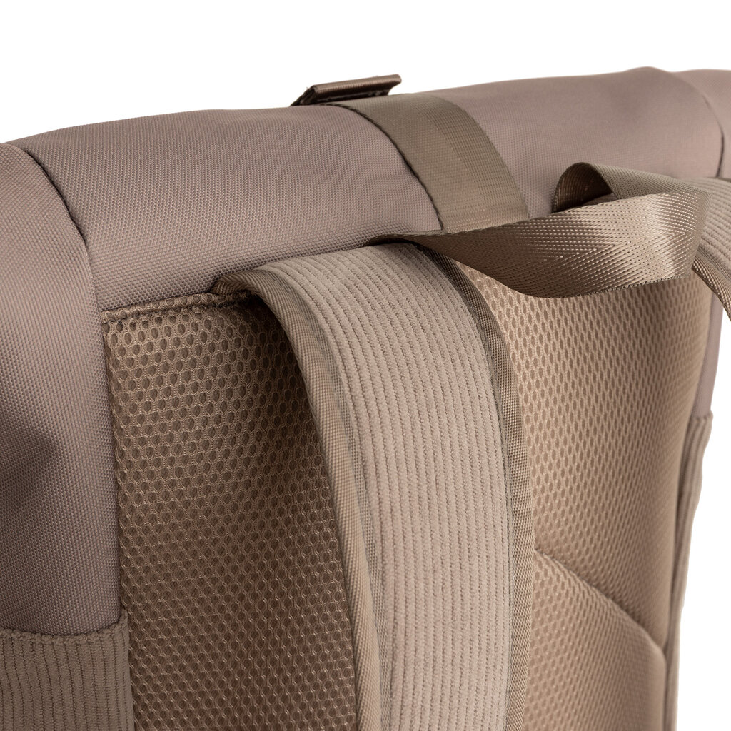 New Rebels New Rebels New York Ribbi Rolltop Backpack 17-21L School Bag & Work Bag Ribbed Fabric Laptop Backpack 15.6 inch Taupe