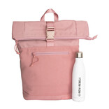 New Rebels New Rebels New York Ribbi Rolltop Rugzak 17-21L Schooltas & Werktas Ribstof Laptop Rugtas 15.6 inch Old Pink