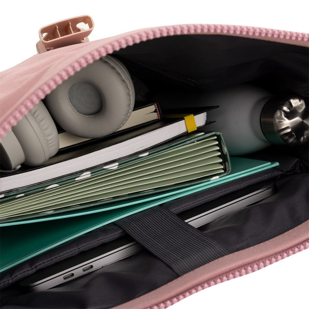 New Rebels New Rebels New York Ribbi Rolltop Backpack 17-21L School Bag & Work Bag Ribbed Fabric Laptop Backpack 15.6 inch Old Pink