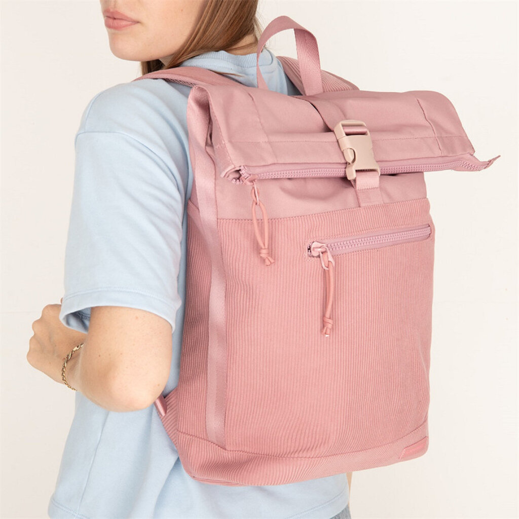 New Rebels New Rebels New York Ribbi Rolltop Rugzak 17-21L Schooltas & Werktas Ribstof Laptop Rugtas 15.6 inch Old Pink