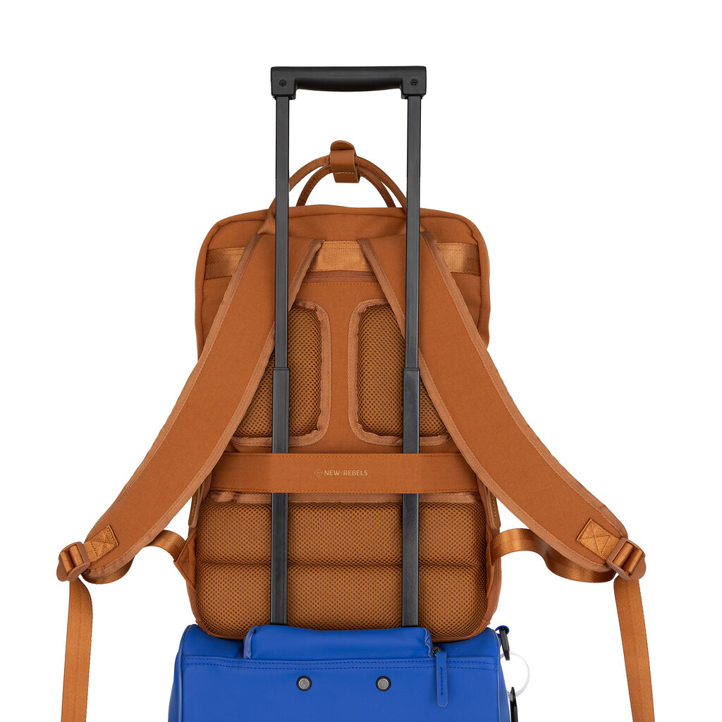 New Rebels New Rebels Ribbi Milwaukee – Laptoptasche Schultasche Arbeitstasche 15,6 Zoll Laptopfach Rucksack Rib Fabric 18L Coffee Brown