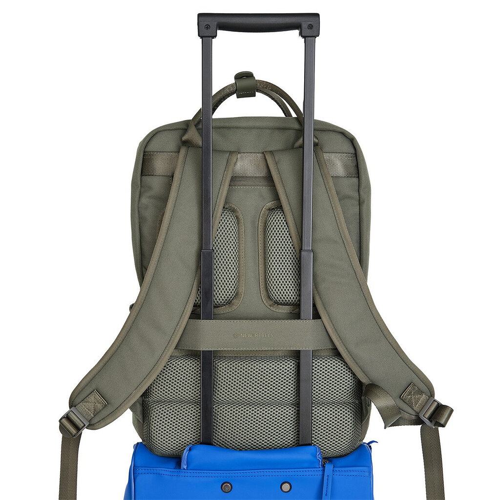 New Rebels New Rebels Ribbi Milwaukee – Laptoptasche Schultasche Arbeitstasche 15,6 Zoll Laptopfach Rucksack Rib Fabric 18L Sage Green