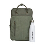 New Rebels New Rebels Ribbi Milwaukee – Laptoptasche Schultasche Arbeitstasche 15,6 Zoll Laptopfach Rucksack Rib Fabric 18L Sage Green