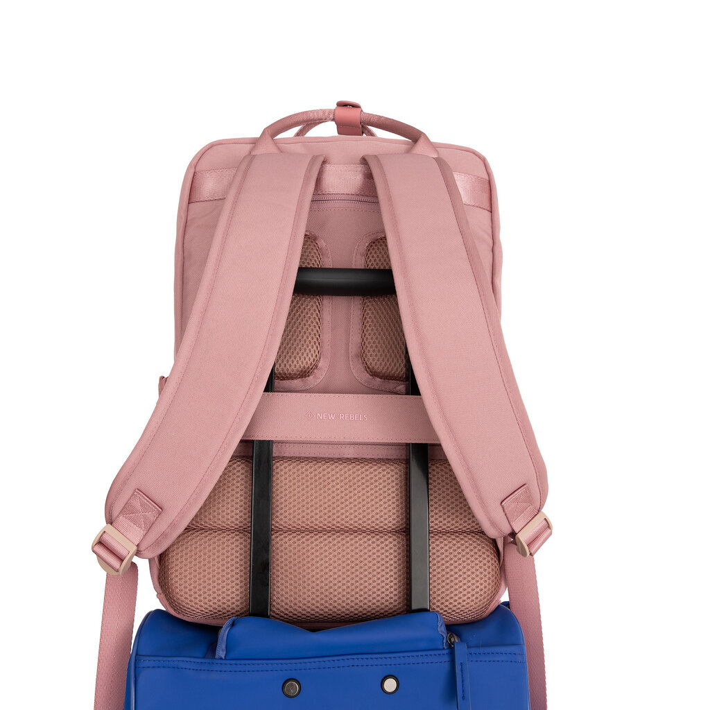 New Rebels New Rebels Ribbi Milwaukee – Laptoptas Schooltas Werktas 15.6 inch Laptopvak Rugzak Rib Fabric 18L Old Pink