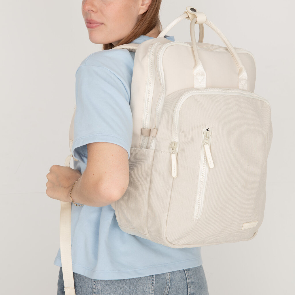 New Rebels New Rebels Ribbi Milwaukee – Laptoptas Schooltas Werktas 15.6 inch Laptopvak Rugzak Rib Fabric 18L Beige