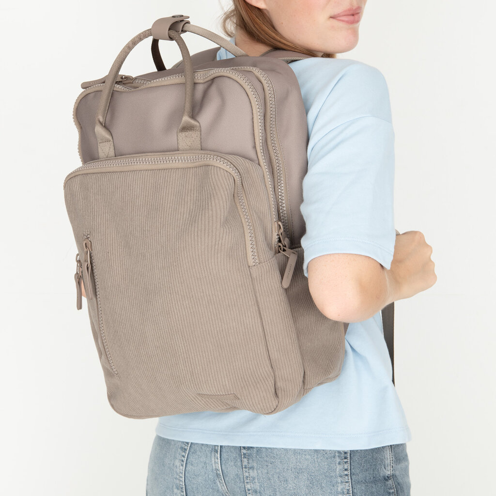New Rebels New Rebels Ribbi Milwaukee – Laptoptasche Schultasche Arbeitstasche 15,6 Zoll Laptopfach Rucksack Rib Fabric 18L Taupe