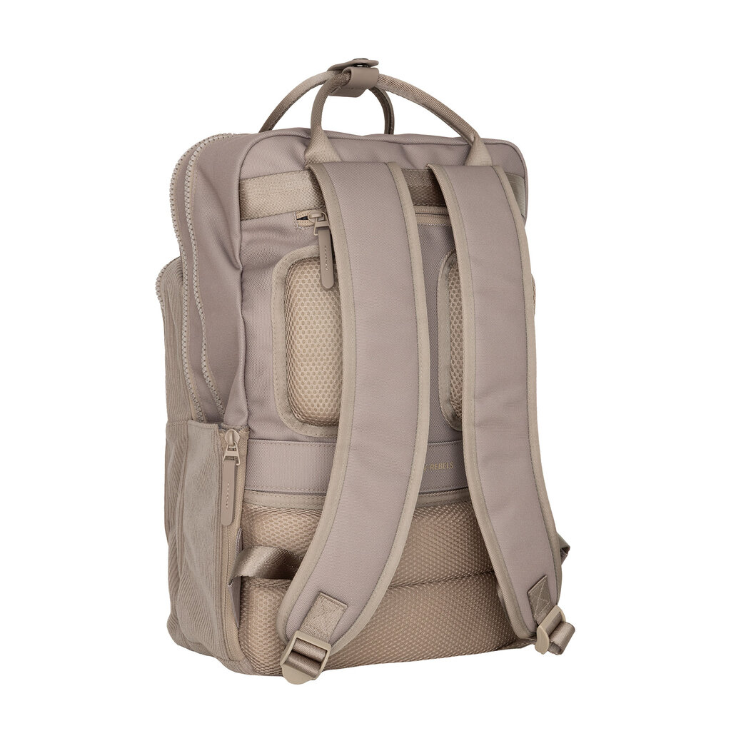 New Rebels New Rebels Ribbi Milwaukee – Laptoptasche Schultasche Arbeitstasche 15,6 Zoll Laptopfach Rucksack Rib Fabric 18L Taupe