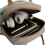 New Rebels New Rebels Ferron Miami Rugzak 9L Waterafstotende Laptop Rugtas 13 inch Schooltas en Werktas van PU Nylon Comfortabel Sage Green