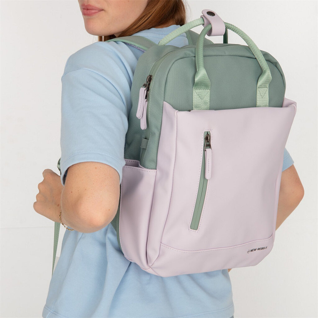 New Rebels New Rebels Ferron Miami Backpack 9L Water Resistant Laptop Backpack 13 inch for Work and School Made of PU Nylon Comfortable Lilac