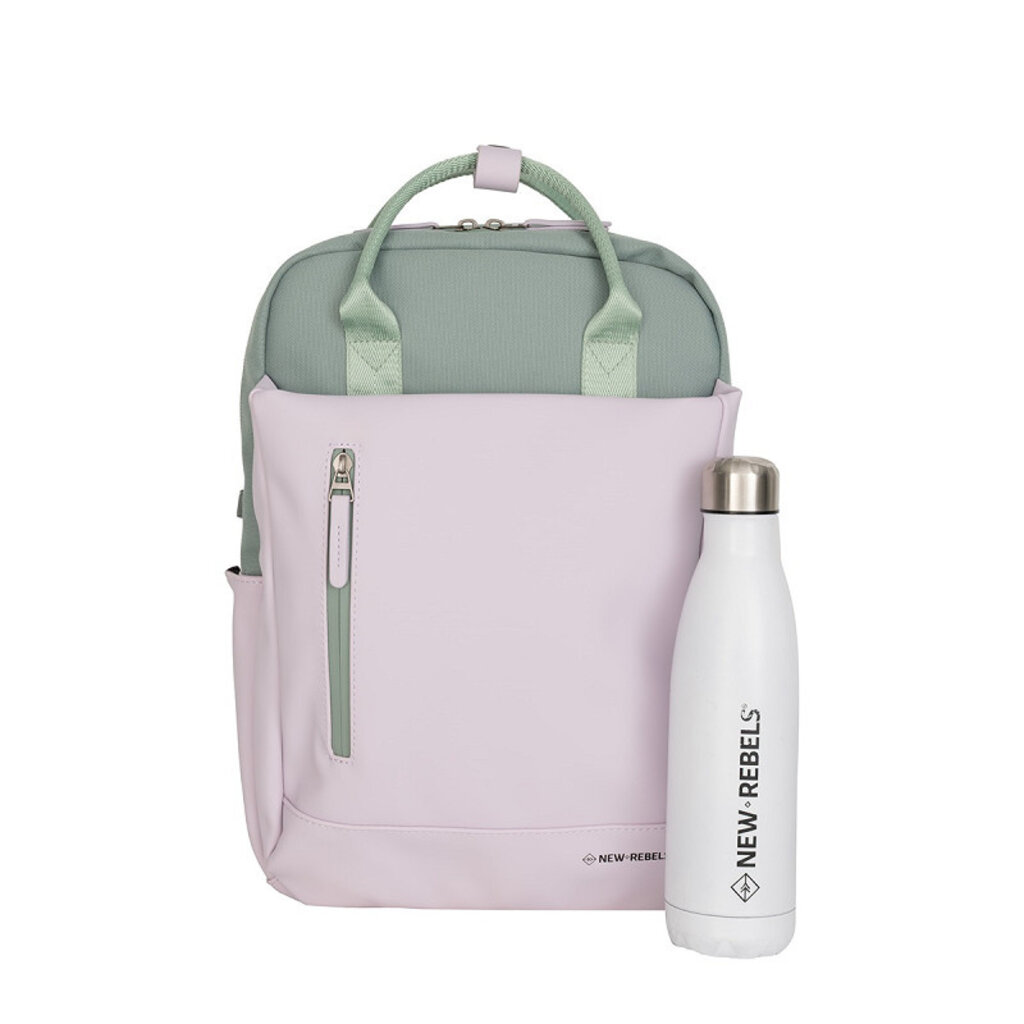 New Rebels New Rebels Ferron Miami Rugzak 9L Waterafstotende Laptop Rugtas 13 inch Schooltas en Werktas van PU Nylon Comfortabel Lila