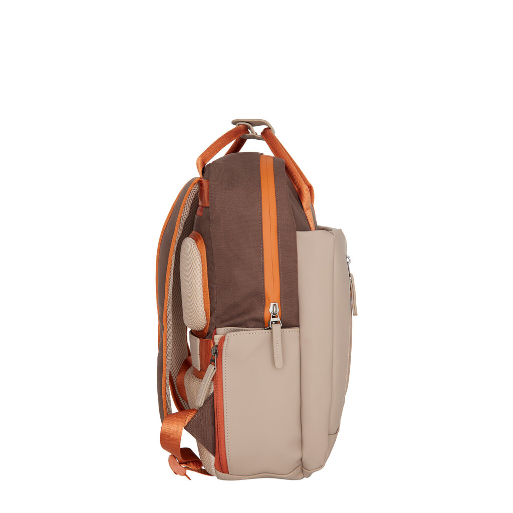 New Rebels New Rebels Ferron Miami Backpack 9L Water Resistant Laptop Backpack 13 inch for Work and School Made of PU Nylon Coffee