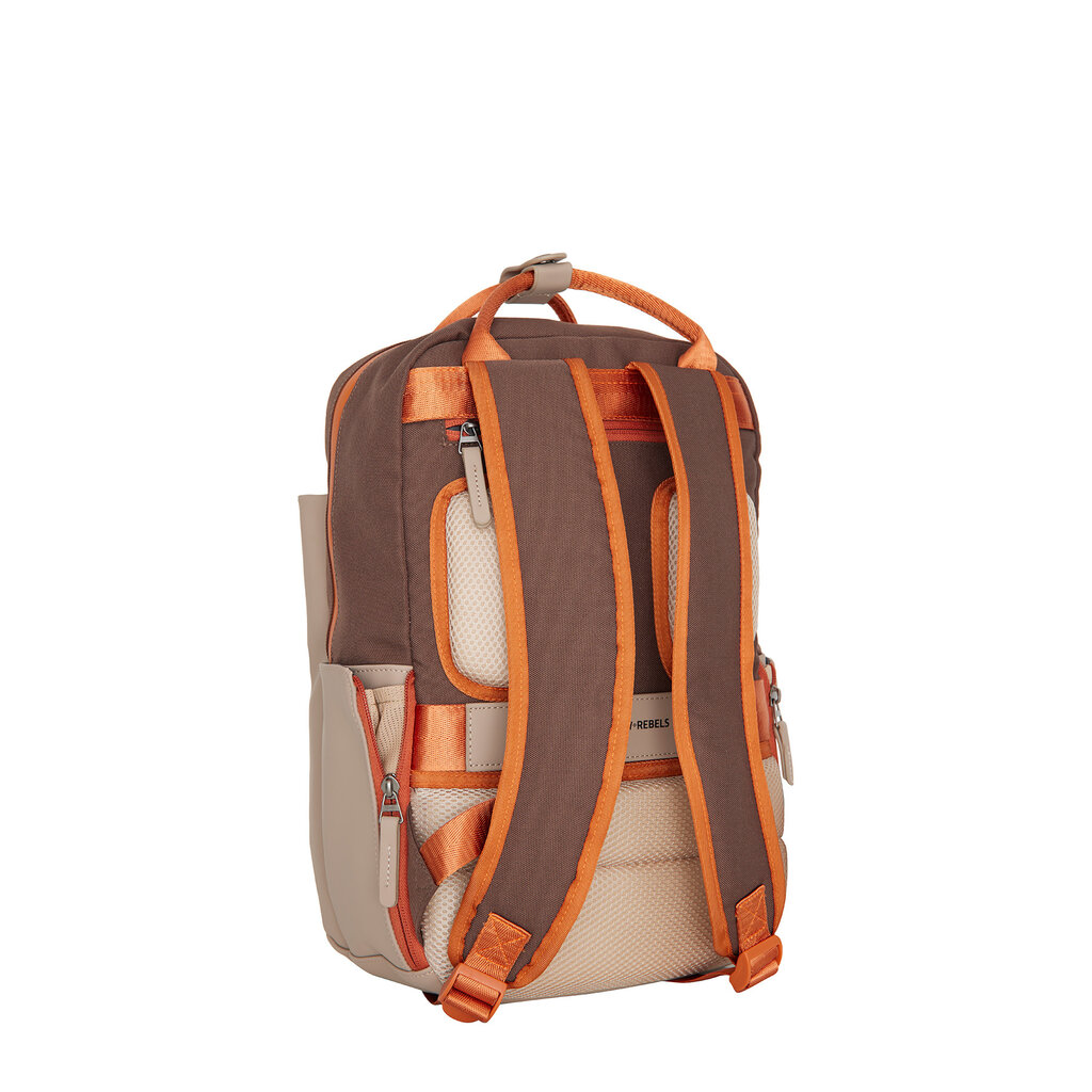 New Rebels New Rebels Ferron Miami Backpack 9L Water Resistant Laptop Backpack 13 inch for Work and School Made of PU Nylon Coffee