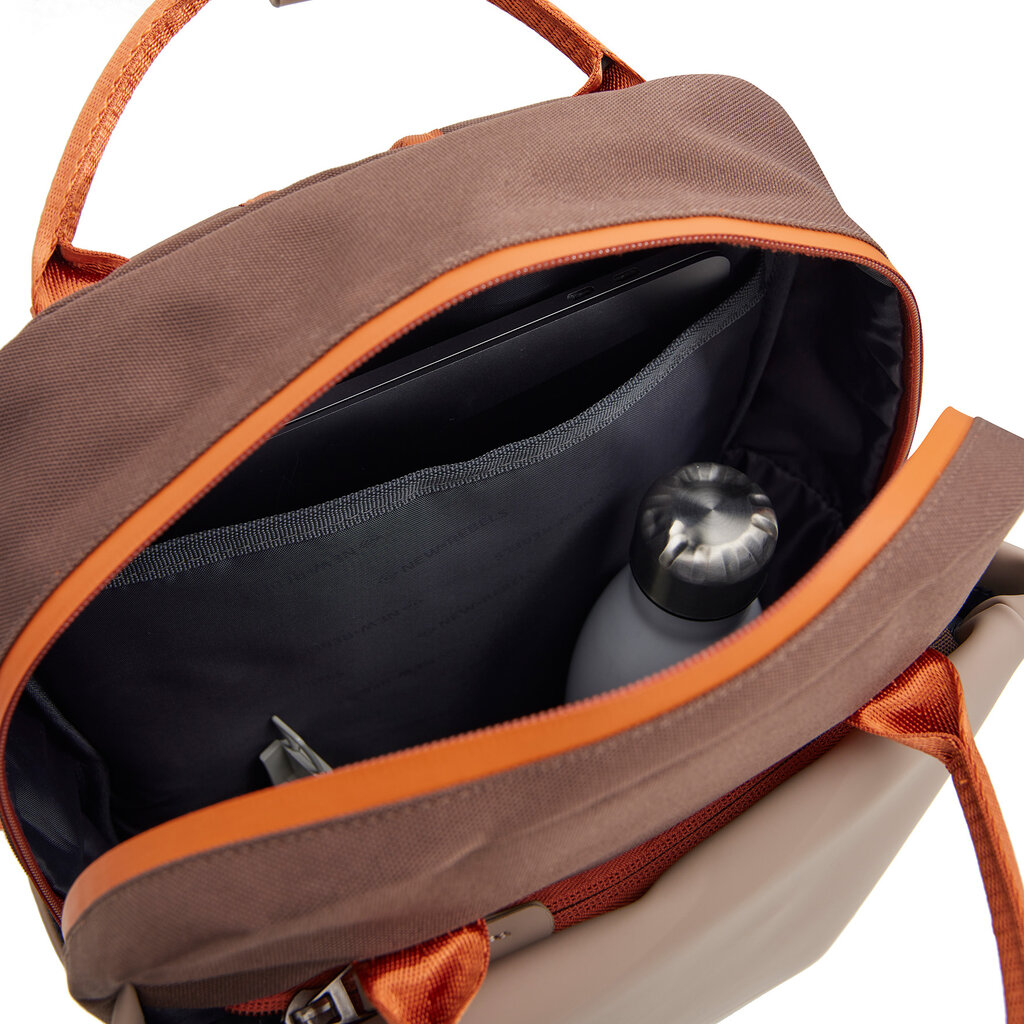 New Rebels Ferron Miami Rucksack 9L Wasserabweisender Laptop Rucksack 13 Zoll für Arbeit und Schule aus PU Nylon Coffee