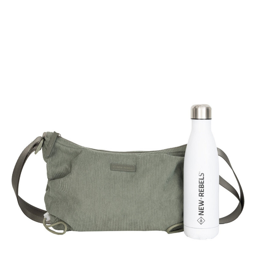 New Rebels New Rebels Ribbi Rose Schoudertas 6.1L Ribstof Polyester – Comfortabele dagelijkse crossbody - Sage Green