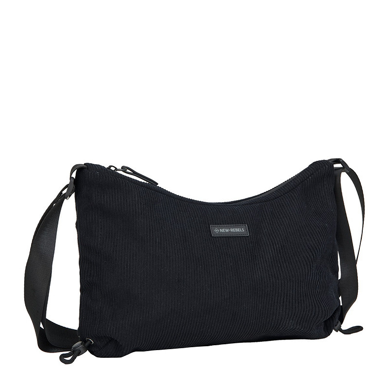 New Rebels Ribbi Rose Schoudertas 6.1L Ribstof Polyester - Comfortabele dagelijkse crossbody - Zwart