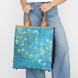 New Rebels Boodschappentas Blossoms – Stevige Nylon Shopper met Leren Hengsels – Van Gogh Print – 39L