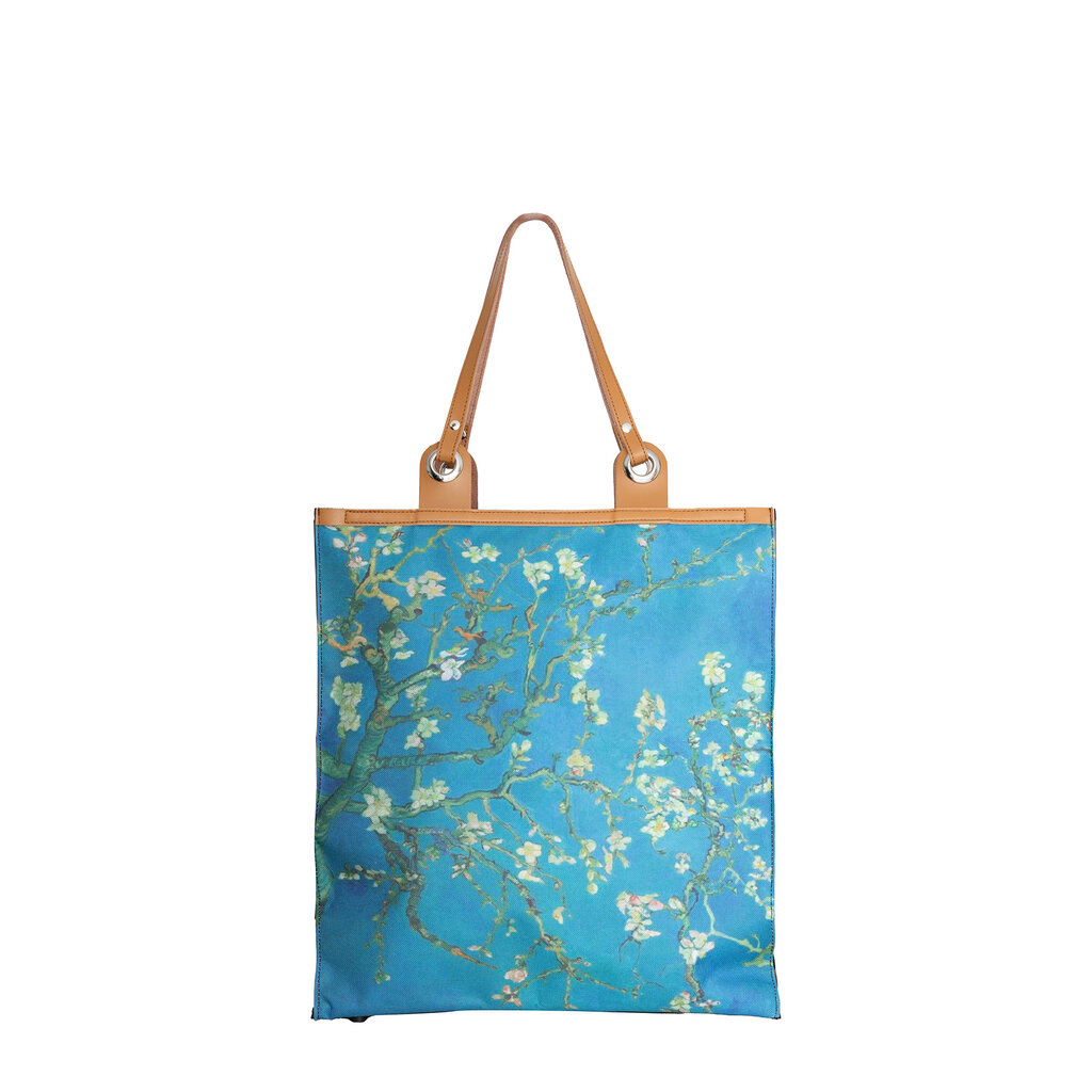 New Rebels Boodschappentas Blossoms – Stevige Nylon Shopper met Leren Hengsels – Van Gogh Print – 39L