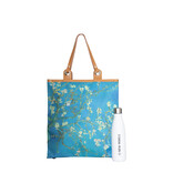 New Rebels Boodschappentas Blossoms – Stevige Nylon Shopper met Leren Hengsels – Van Gogh Print – 39L