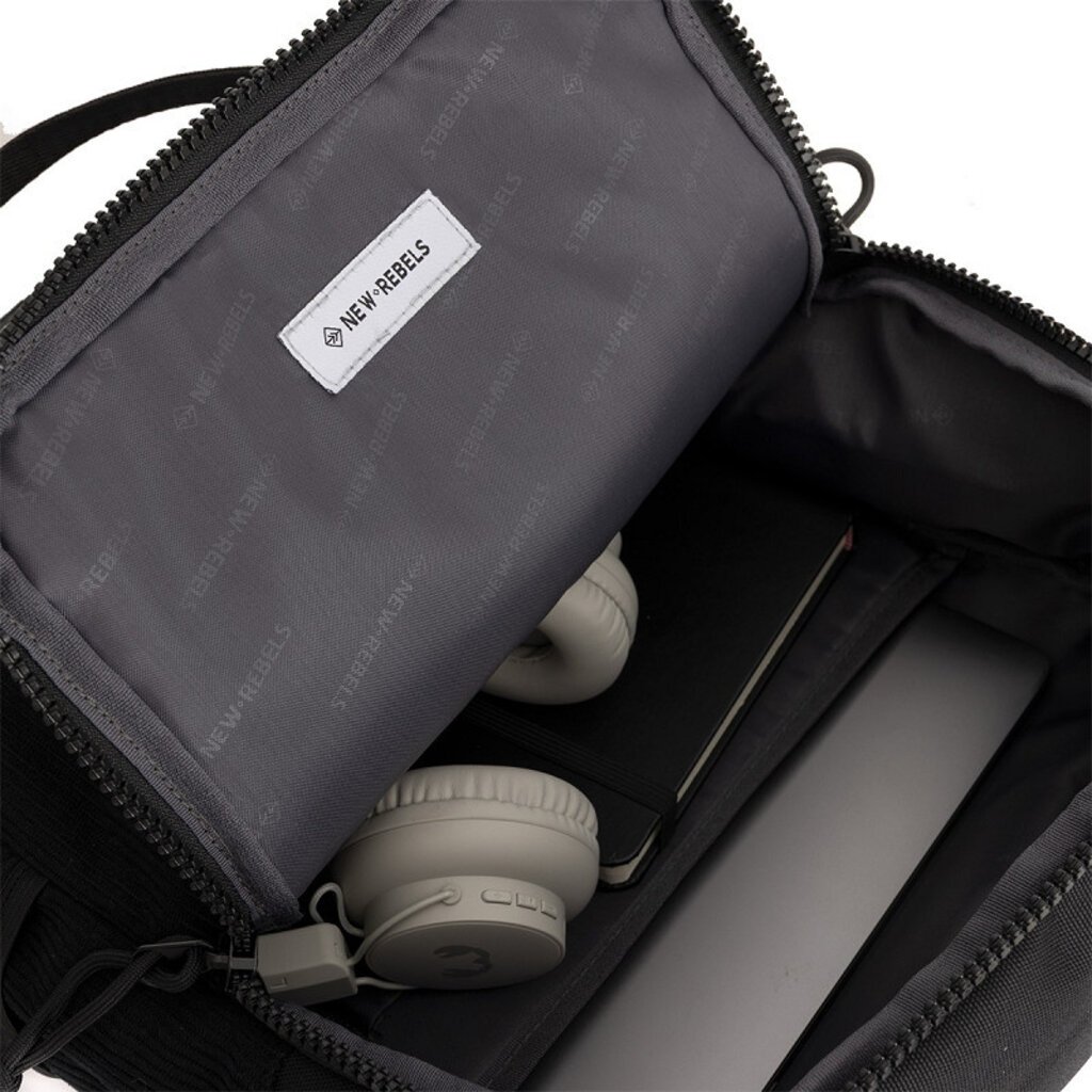 New Rebels New Rebels Los Angeles Ribbi Rolltop Rugzak 13L – Stevig Rib Polyester – Lichtgewicht Schooltas & Werktas - Black