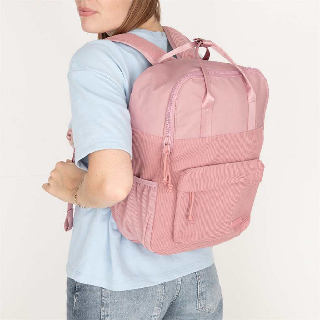 New Rebels New Rebels Los Angeles Ribbi Rolltop Rugzak 13L – Stevig Rib Polyester – Lichtgewicht Schooltas & Werktas - Old Pink