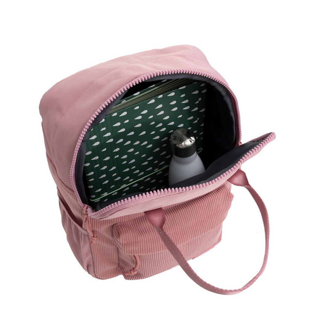 New Rebels New Rebels Los Angeles Ribbi Rolltop Rugzak 13L – Stevig Rib Polyester – Lichtgewicht Schooltas & Werktas - Old Pink