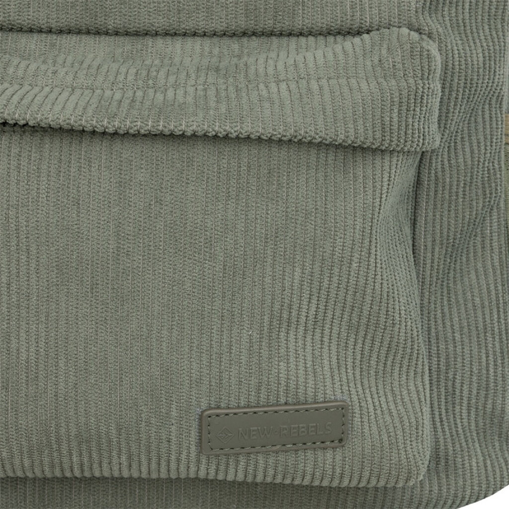 New Rebels New Rebels Los Angeles Ribbi Rolltop Backpack 13L – Sturdy Rib Polyester – Lightweight School Bag & Work Bag - Sage Green