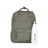 New Rebels New Rebels Los Angeles Ribbi Rolltop Rugzak 13L – Stevig Rib Polyester – Lichtgewicht Schooltas & Werktas - Sage Green