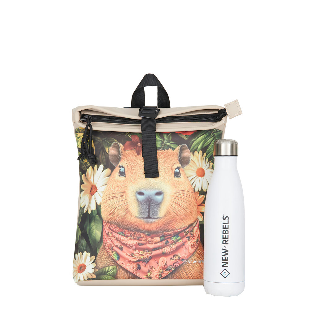 New Rebels New Rebels Mart Arts – Los Angeles Capibara Beaver Rolltop Backpack Mini 7L Polyurethane Water-Repellent
