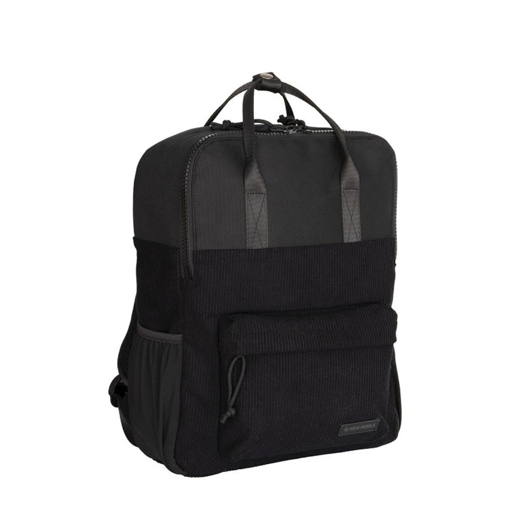 New Rebels New Rebels Springfield Ribbi  Rugzak 13L – Stevig Rib Polyester – Lichtgewicht Schooltas & Werktas - Black