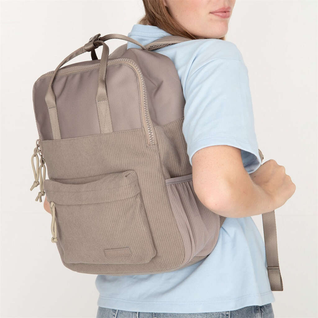 New Rebels New Rebels Springfield Ribbi  Backpack 13L – Sturdy Rib Polyester – Lightweight School Bag & Work Bag - Taupe