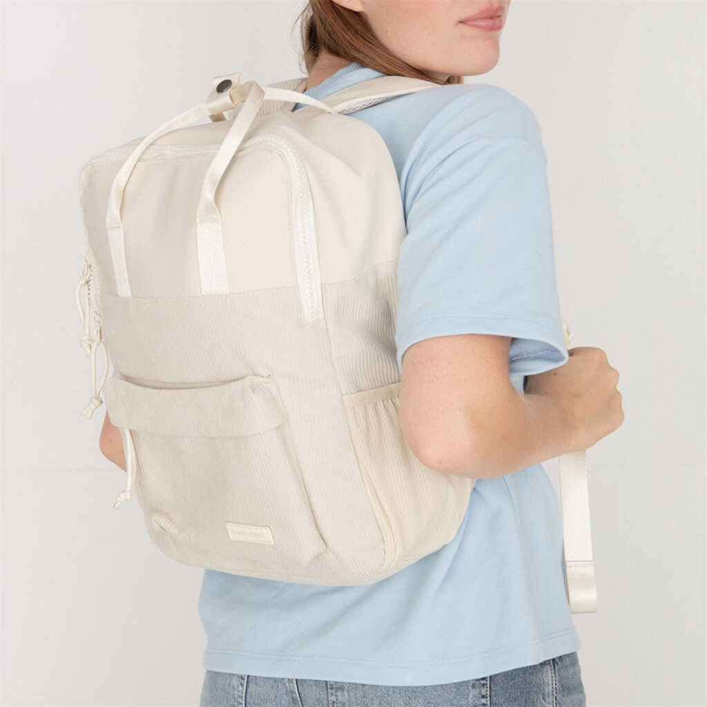 New Rebels New Rebels Springfield Ribbi  Rugzak 13L – Stevig Rib Polyester – Lichtgewicht Schooltas & Werktas - Beige