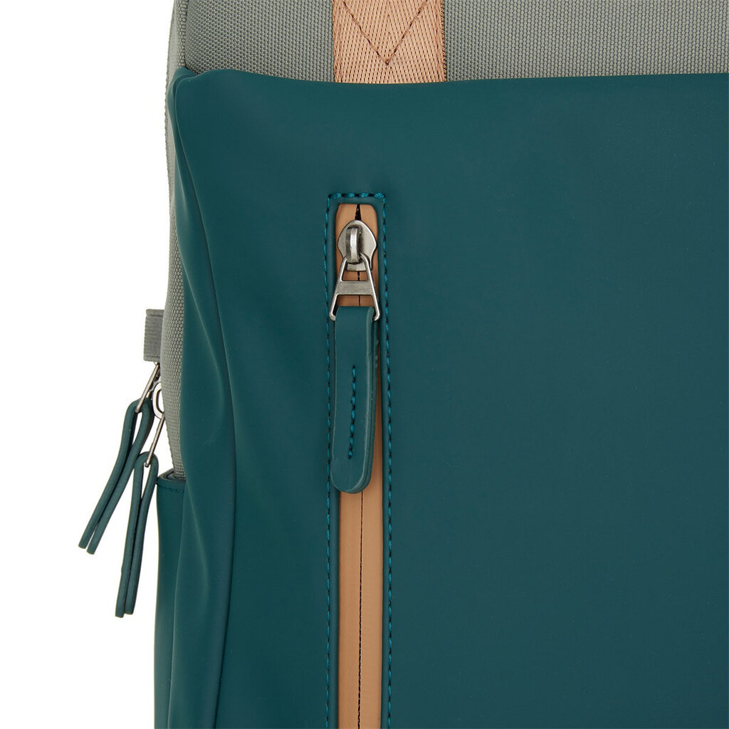 New Rebels New Rebels Ferron Miami Rugzak 9L Waterafstotende Laptop Rugtas 13 inch Schooltas en Werktas van PU Nylon Comfortabel Petrol