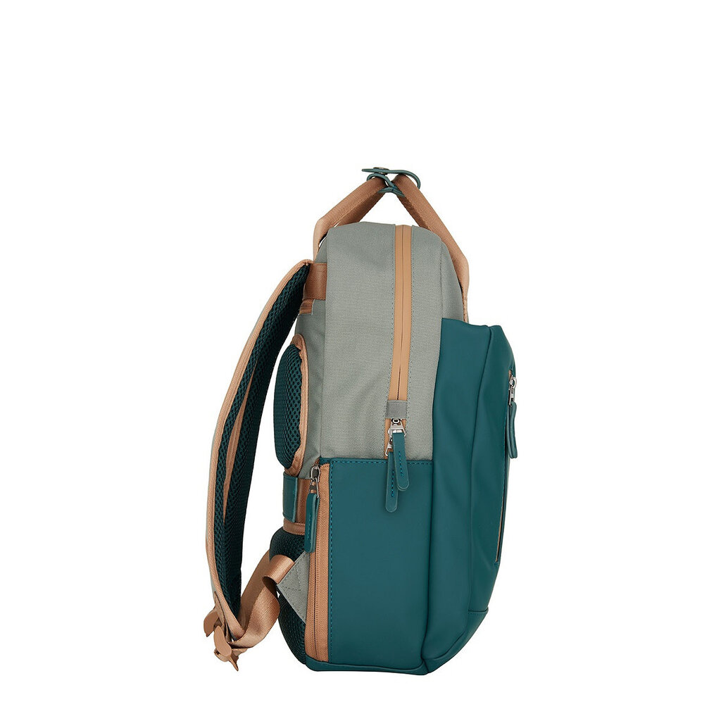 New Rebels New Rebels Ferron Miami Rugzak 19L Waterafstotende Laptop Rugtas 13 inch Schooltas en Werktas van PU Nylon Comfortabel Petrol