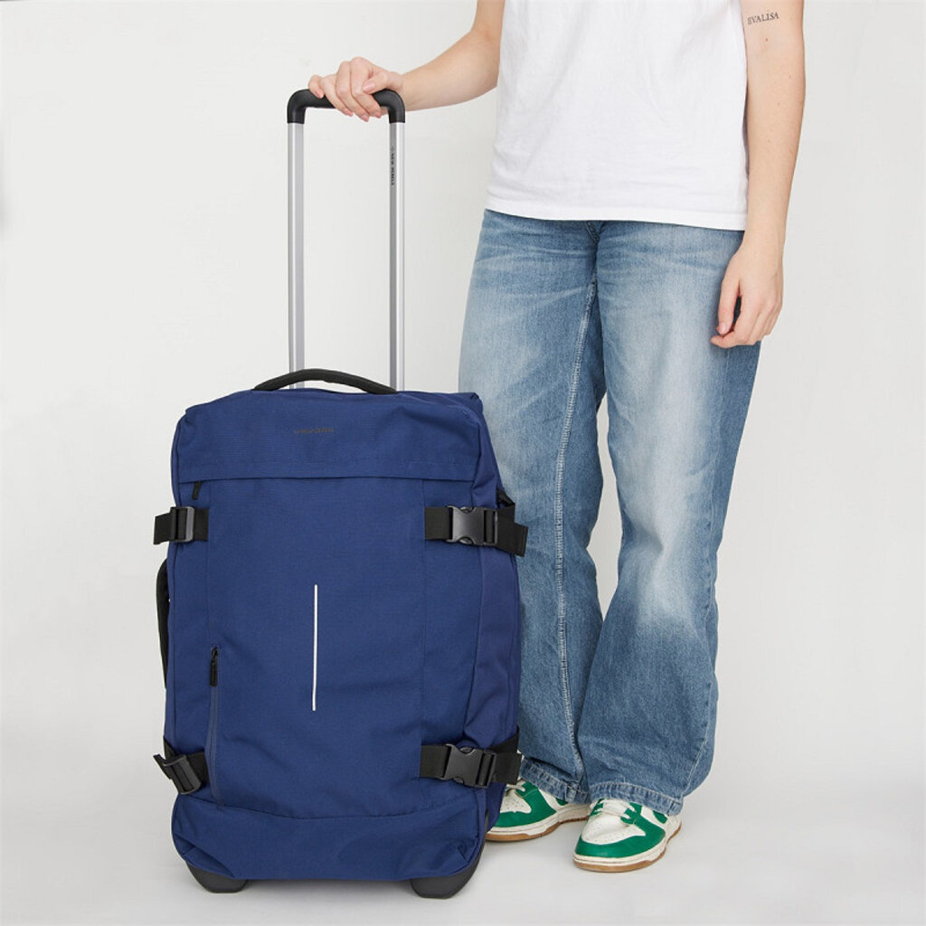 New Rebels New Rebels Gassaway Trolley 35L Sturdy Lightweight Travel Suitcase with Double Wheels – Navy Blue