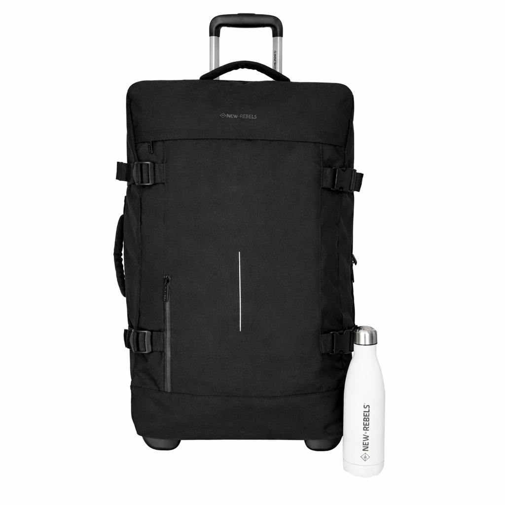 New Rebels Gassaway Trolley Large | XXL Reiskoffer 73L - Lichtgewicht Koffer met Dubbele Wielen - 70x39x27 cm Zwart