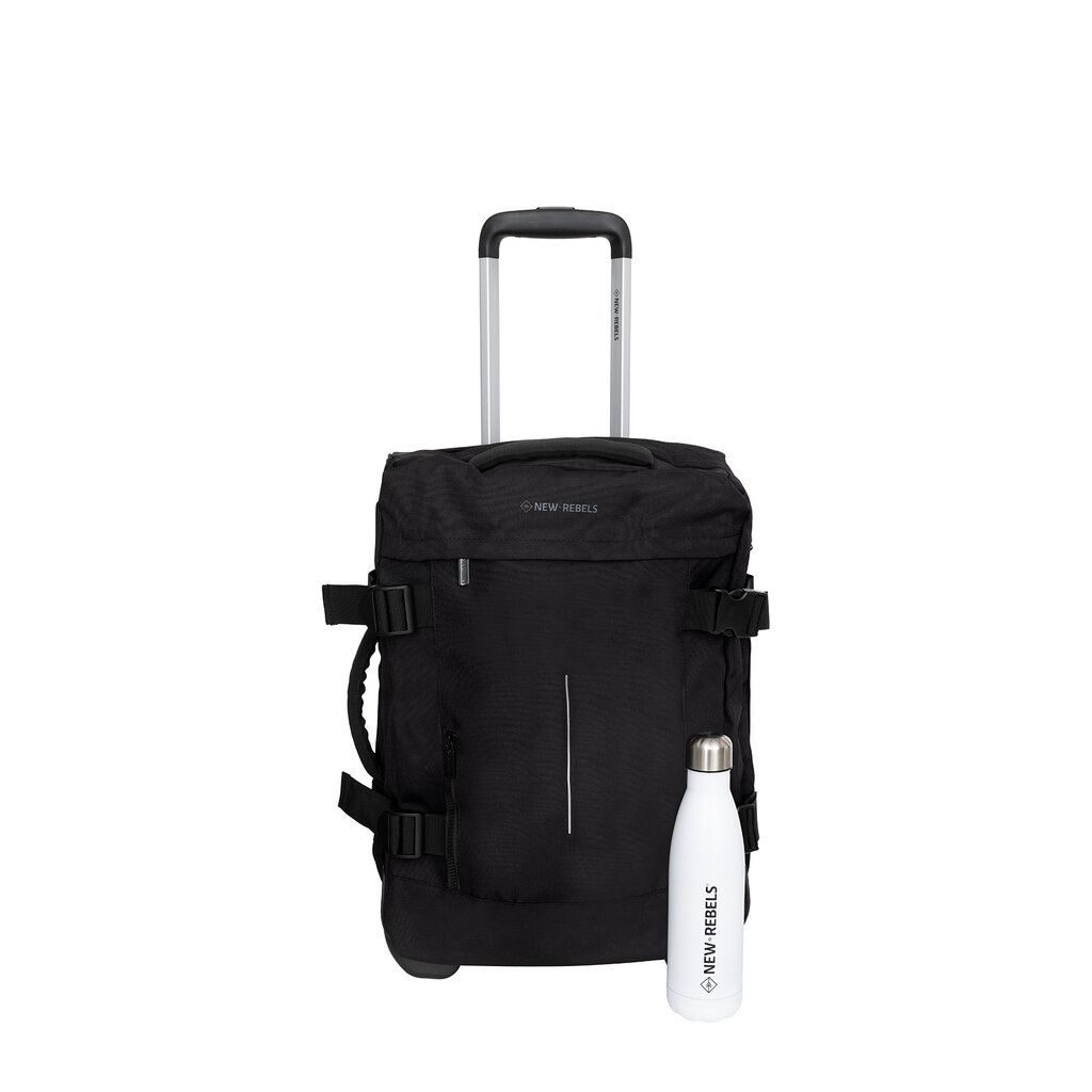 New Rebels New Rebels Gassaway Trolley 35L Stevige Lichtgewicht reiskoffer met Dubbele Wielen – Zwart
