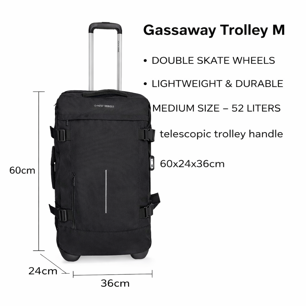 New Rebels New Rebels Gassaway Trolley Medium N | Reiskoffer 52L | Lichtgewicht Koffer met Dubbele Wielen | 60x36x24 cm