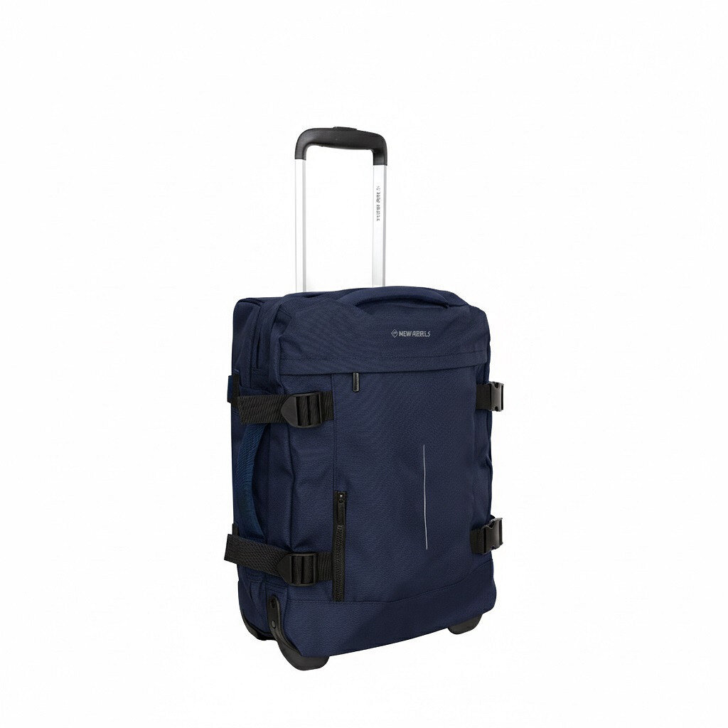New Rebels New Rebels Gassaway Trolley 35L Stevige Lichtgewicht reiskoffer met Dubbele Wielen Navy Blue