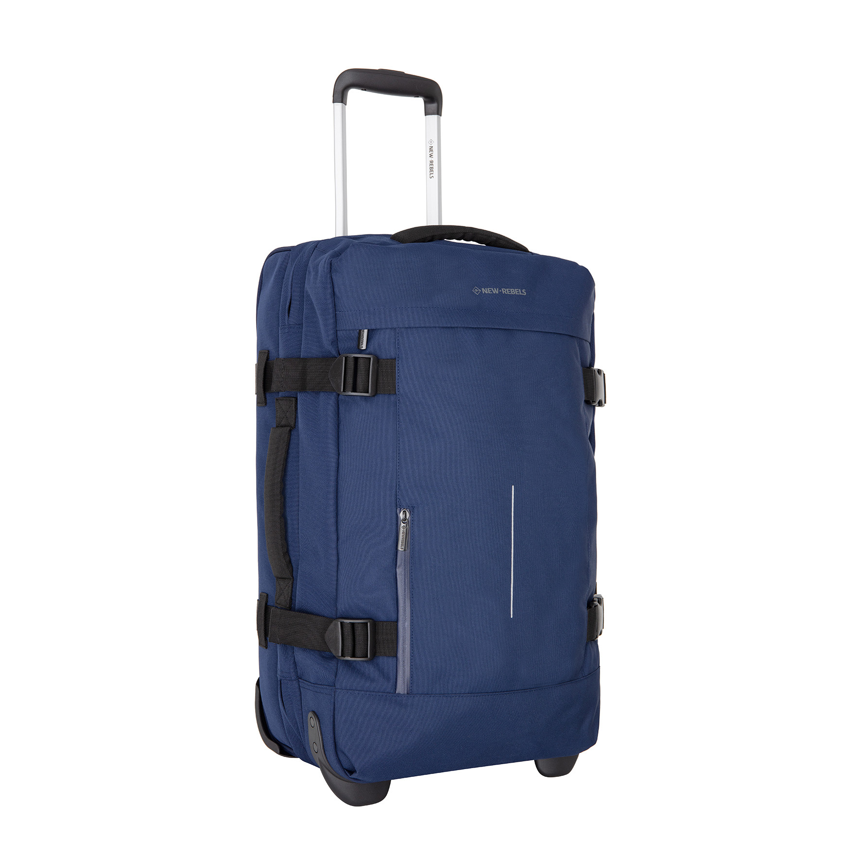 New Rebels Gassaway Trolley Medium Navy | Reiskoffer 52L | Lichtgewicht Koffer met Dubbele Wielen | 60x36x24 cm
