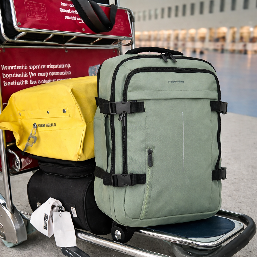 New Rebels  Gassaway – Corbin Underseat Cabin Backpack 25L | Carry On Travel Backpack | 31x20x41 cm | Salie green