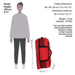 New Rebels Airmont Newark Rot 110L Rollbarer Trolley Reisetasche Wasserabweisend