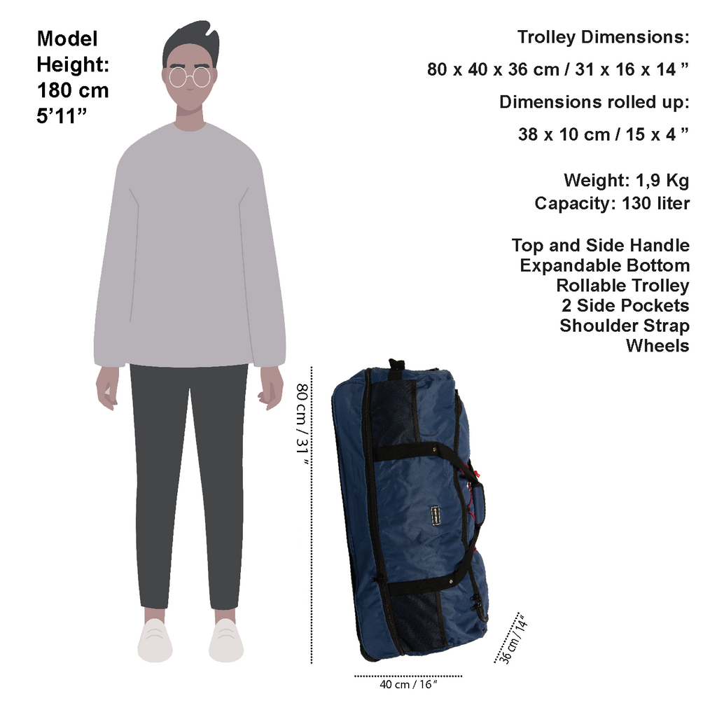 New Rebels New Rebels Airmont Newark Cobalt 110L Rollable Trolley Weekendtas Waterafstotend