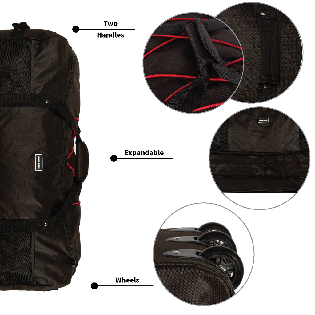 New Rebels Airmont Newark Black 110L Rollable Trolley Weekend Bag Water Repellent
