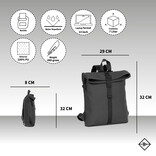 New Rebels New Rebels Mart Los Angeles Black 7L Rolltop Backpack Water Repellent